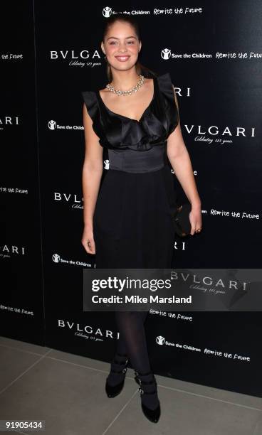 Marie Ange Casta attends the Vogue/Bvlgari reception in honour of Save The Children/Rewrite The Future at Saatchi Gallery on October 13, 2009 in...