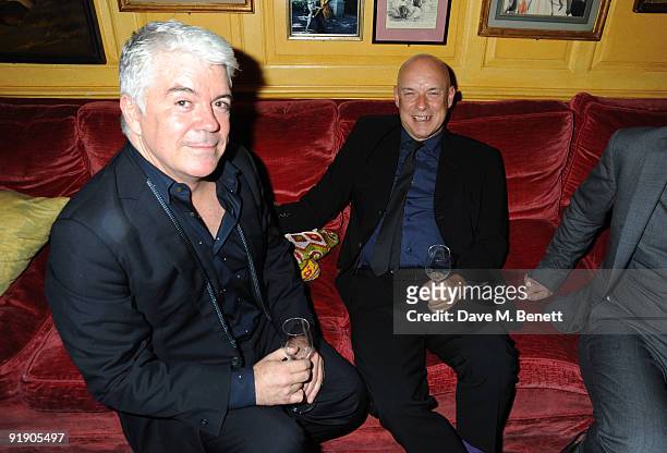 Brian Eno attends the Brioni fragrance launch dinner hosted by Andrea Perrone and Bryan Ferry, at Annabel's Restaurant on October 14, 2009 in London,...