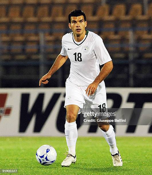 Aleksander Radosavljevic of Slovenia in action during the FIFA 2010 World Cup Group 3 Qualifying match between San Marino and Slovenia at Stadio...