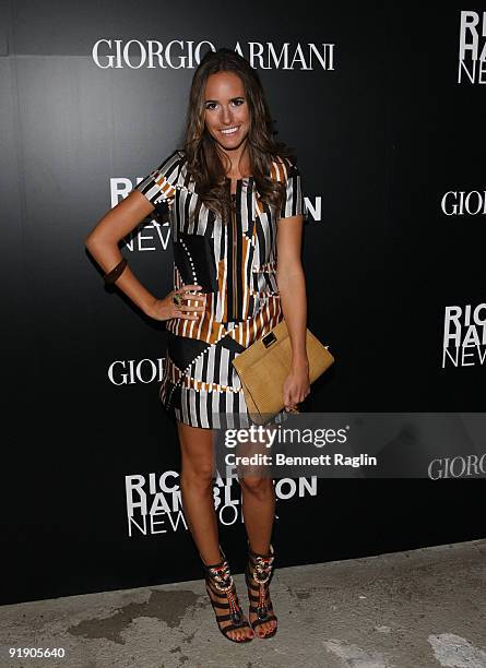 Louise Roe attends the Vladimir Restoin Roitfeld & Andy Valmorbida Presentation Of The Works Of Richard Hambleton at TBD on September 15, 2009 in New...