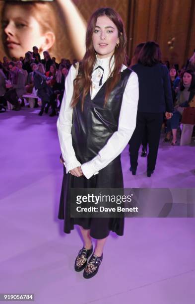 Millie Brady attends the Mulberry 'Beyond Heritage' SS18 Presentation during London Fashion Week February 2018 at Spencer House on February 16, 2018...