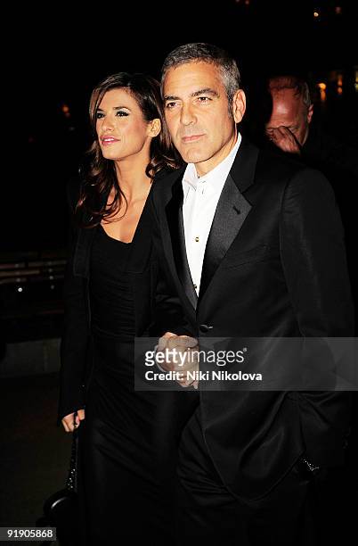 George Clooney and Elisabetta Canalis arrivals at the after party for Fantastic Mr Fox on October 14, 2009 in London, England.