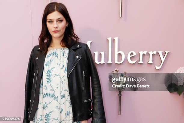 Amber Anderson attends the Mulberry 'Beyond Heritage' SS18 Presentation during London Fashion Week February 2018 at Spencer House on February 16,...
