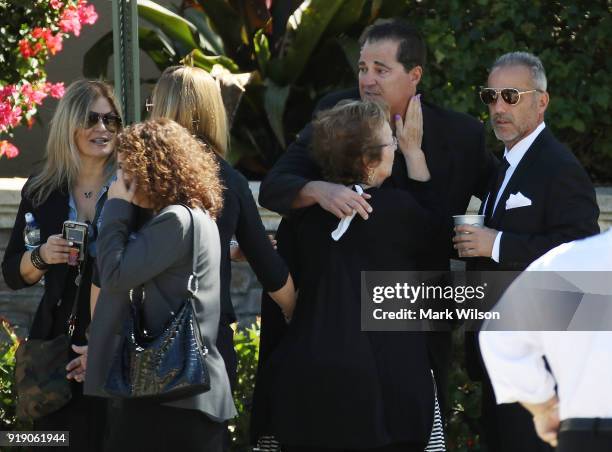Family and friends gather for the funeral service for Meadow Pollack at the Jewish congregation Kol Tikvah, on February 16, 2018 in Parkland,...