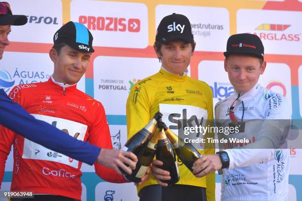 44th Volta Algarve 2018 / Stage 3 Podium / Geraint Thomas of Great Britain Yellow Leader Jersey / Michal Kwiatkowski of Poland Red Sprint Jersey /...