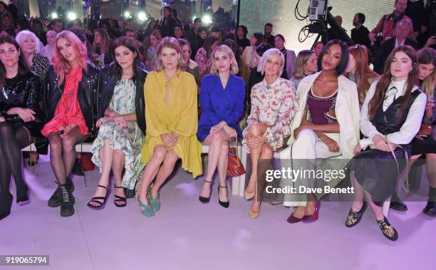 Julia Restoin Roitfeld, Mary Charteris, Amber Anderson, Emma Greenwell, Emma Roberts, Andrea Riseborough, Jourdan Dunn and Millie Brady attend the...