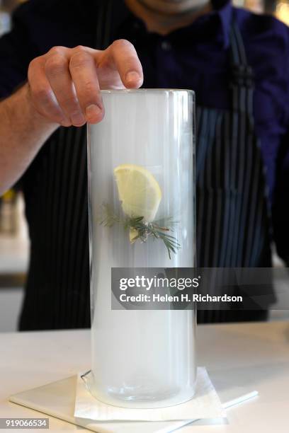 Chocolatier Phil Simonson creates a unique drink called Love Potion at Chocolate Lab on February 7, 2018 in Denver, Colorado. The drink is made with...
