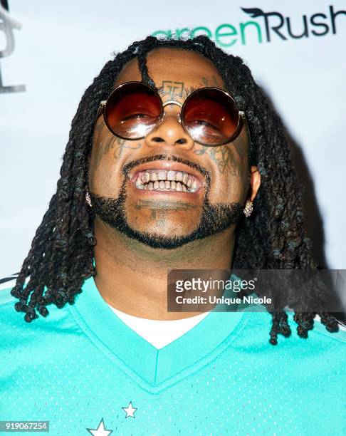 Rapper 03 Greedo attends the Trap House Clothing & Laced South Bay Presents TRAP ALL STAR FEST at The Belasco Theater on February 15, 2018 in Los...