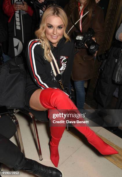 Tallia Storm attends the Pam Hogg show during London Fashion Week February 2018 at The Freemason's Hall on February 16, 2018 in London, England.