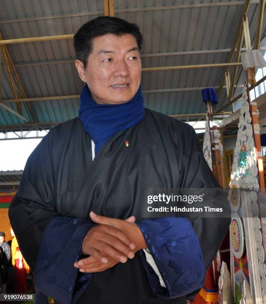 President of the Central Tibetan Administration Lobsang Sangay participates in ceremonial prayers to welcome their New Year called Losar on February...