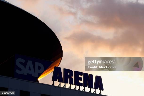 Exterior view shows the SAP Arena before the DEL match between Adler Mannheim and Augsburg Panther on October 15, 2009 in Mannheim, Germany.