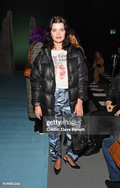 Pixie Geldof attends the Ashley Williams show during London Fashion Week February 2018 at Ambika P3 on February 16, 2018 in London, England.