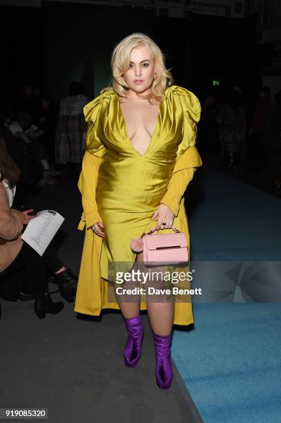 Felicity Hayward attends the Ashley Williams show during London Fashion Week February 2018 at Ambika P3 on February 16, 2018 in London, England.