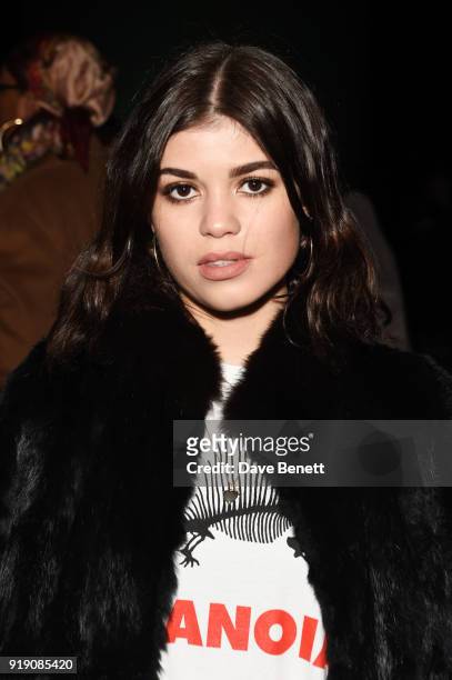 Molly Moorish attends the Ashley Williams show during London Fashion Week February 2018 at Ambika P3 on February 16, 2018 in London, England.