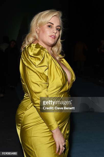 Felicity Hayward attends the Ashley Williams show during London Fashion Week February 2018 at Ambika P3 on February 16, 2018 in London, England.