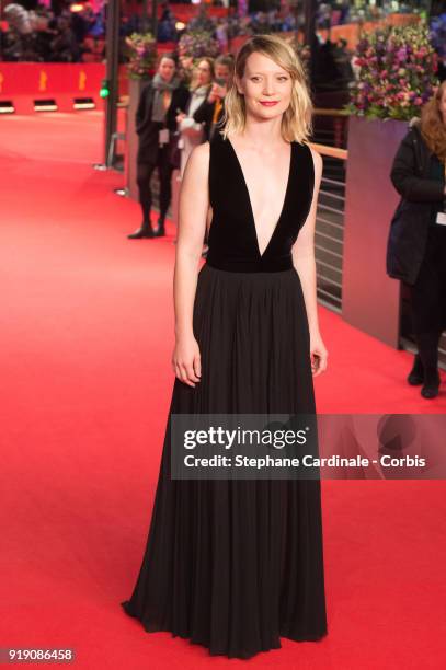 Mia Wasikowska attends the 'Damsel' premiere during the 68th Berlinale International Film Festival Berlin at Berlinale Palast on February 16, 2018 in...