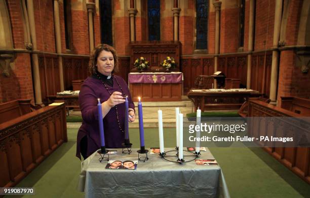 Sara-Jane Stevens, Curate at St. Matthews Church in Worthing, West Sussex, prepares for a memorial service for Stuart and Jason Hill, who were killed...