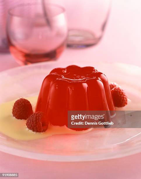 raspberry gelatin - jello mold stock pictures, royalty-free photos & images