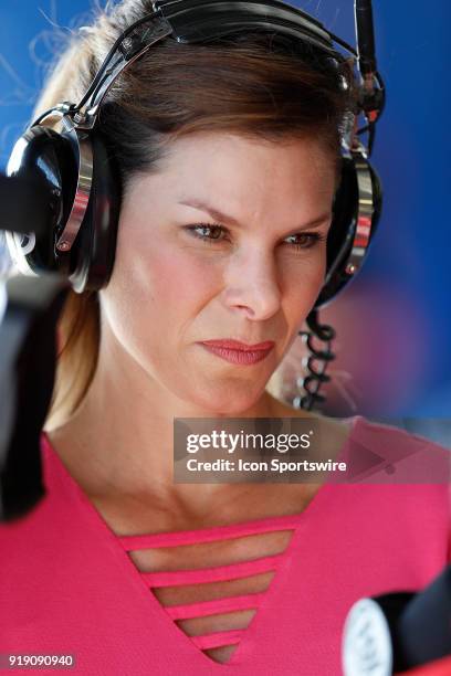 Sports TV personality Jamie Little during practice for the POWERSHARES QQQ 300 NASCAR Xfinity Series race on February 16 at the Daytona International...