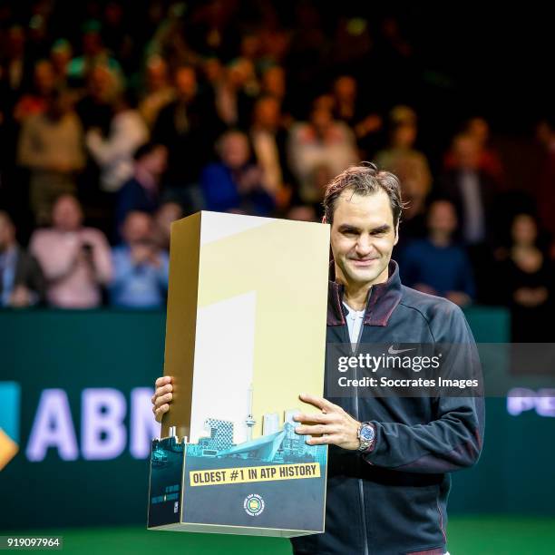 Amro WTT Roger Federer just conquers the worlds Nr 1 position during the ABN Amro World Tennis Tournament at the Rotterdam Ahoy on February 16, 2018...