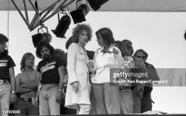 Actress Barbra Streisand is photographed on the set of 'A Star is Born' in 1976 at Sun Devil Stadium in Tempe, Arizona. CREDIT MUST READ: Ken...