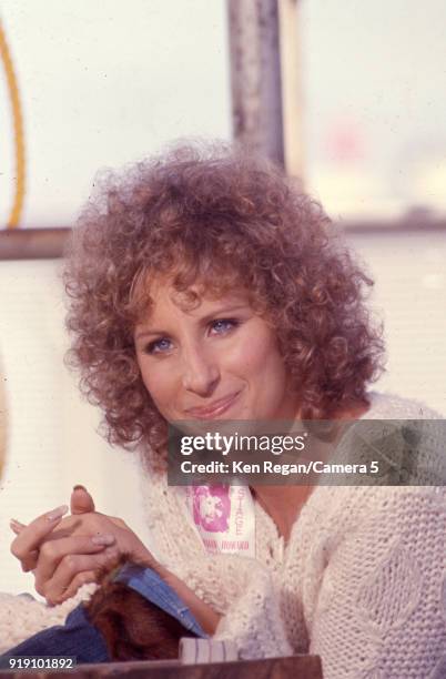 Actress Barbra Streisand is photographed on the set of 'A Star is Born' in 1976 at Sun Devil Stadium in Tempe, Arizona. CREDIT MUST READ: Ken...