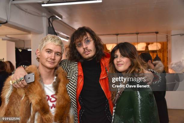 Louie Banks and guests attend the Mimi Wade presentation during London Fashion Week February 2018 at One Star Hotel in Shoreditch on February 16,...