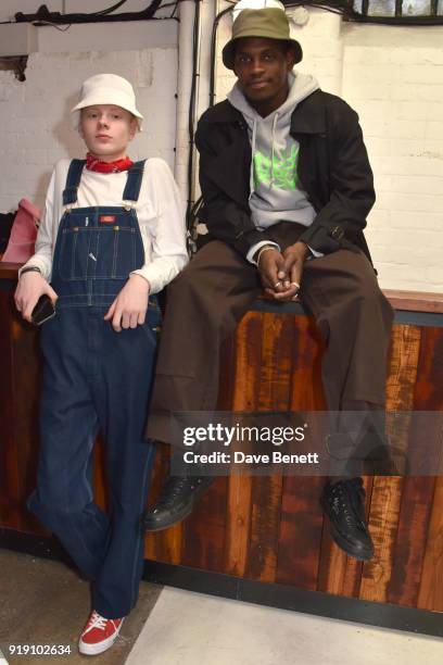 Leo Mandella and A$AP Nast attend the Mimi Wade presentation during London Fashion Week February 2018 at One Star Hotel in Shoreditch on February 16,...