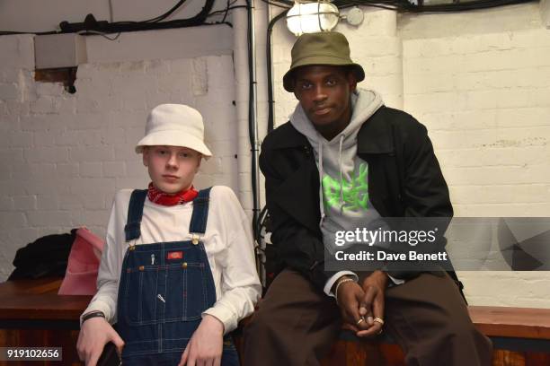 Leo Mandella and A$AP Nast attend the Mimi Wade presentation during London Fashion Week February 2018 at One Star Hotel in Shoreditch on February 16,...