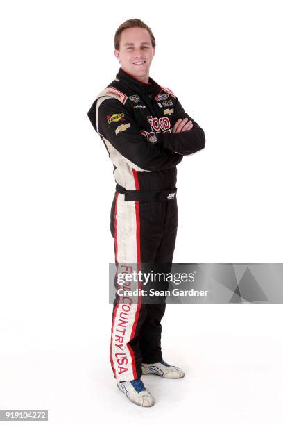 Camping World Truck Series driver Parker Kligerman poses for a portrait at Daytona International Speedway on February 16, 2018 in Daytona Beach,...