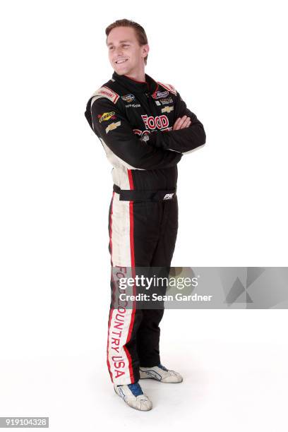 Camping World Truck Series driver Parker Kligerman poses for a portrait at Daytona International Speedway on February 16, 2018 in Daytona Beach,...