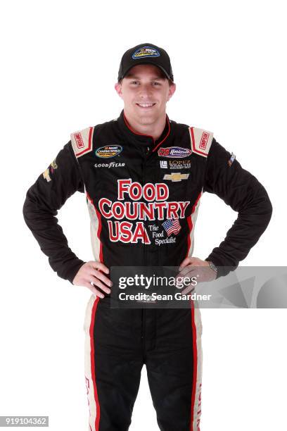 Camping World Truck Series driver Parker Kligerman poses for a portrait at Daytona International Speedway on February 16, 2018 in Daytona Beach,...