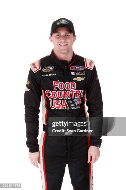 Camping World Truck Series driver Parker Kligerman poses for a portrait at Daytona International Speedway on February 16, 2018 in Daytona Beach,...