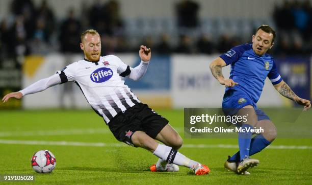 Dundalk , Ireland - 16 February 2018; Chris Shields of Dundalk in action against Gary McCabe of Bray Wanderers during the SSE Airtricity League...