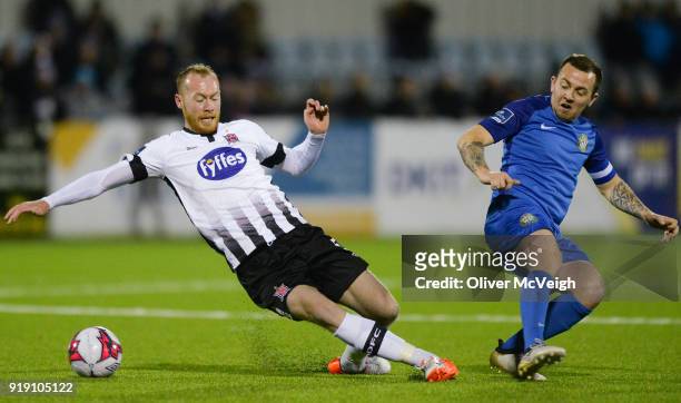 Dundalk , Ireland - 16 February 2018; Chris Shields of Dundalk in action against Gary McCabe of Bray Wanderers during the SSE Airtricity League...