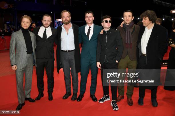 Freddie Fox, Moe Dunford, Hugo Weaving, James Frecheville, Barry Keoghan, Lance Daly and Stephen Rea attend the 'Black 47' premiere during the 68th...