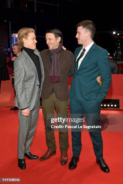 Freddie Fox, Lance Daly and James Frecheville attend the 'Black 47' premiere during the 68th Berlinale International Film Festival Berlin at...