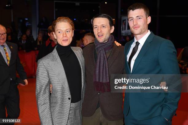 Freddie Fox, Lance Daly and James Frecheville attend the 'Black 47' premiere during the 68th Berlinale International Film Festival Berlin at...