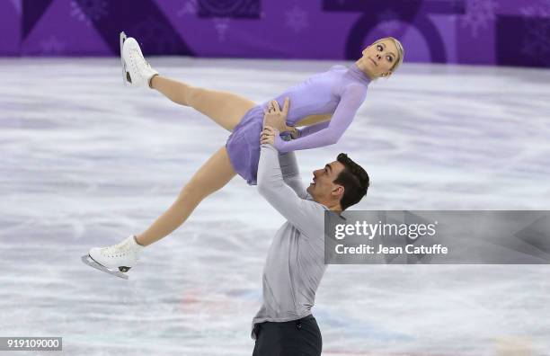 Alexa Scimeca Knierim and Chris Knierim of the United States compete during the Figure Skating Team Event - Pair Free Skating on day two of the...