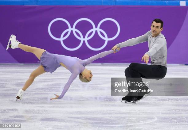 Alexa Scimeca Knierim and Chris Knierim of the United States compete during the Figure Skating Team Event - Pair Free Skating on day two of the...