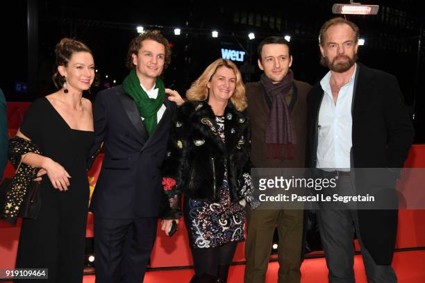 Lance Daly and Hugo Weaving with guests attend the 'Black 47' premiere during the 68th Berlinale International Film Festival Berlin at Berlinale...