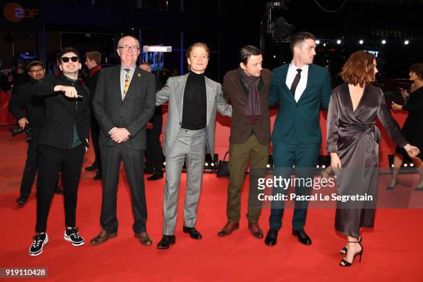 Barry Keoghan, Jim Broadbent, Freddie Fox, Lance Daly, James Frecheville and Sarah Greene attend the 'Black 47' premiere during the 68th Berlinale...