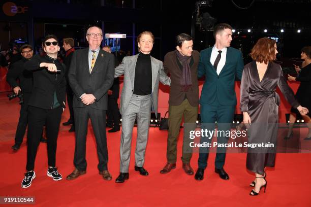 Barry Keoghan, Jim Broadbent, Freddie Fox, Lance Daly, James Frecheville and Sarah Greene attend the 'Black 47' premiere during the 68th Berlinale...