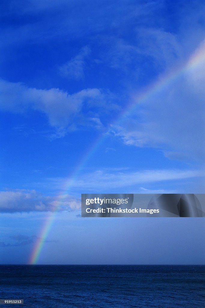 Rainbow over ocean