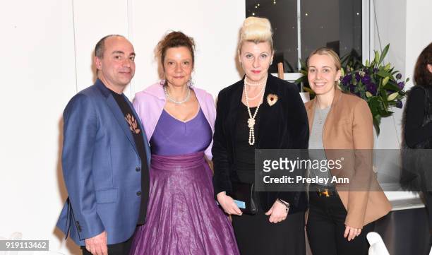 Francis, Anita Durst; Cynthia Powell and Cindy Scholz attend Royal Art Collector's Circle Post-Valentine's Dinner at Private Residence on February...