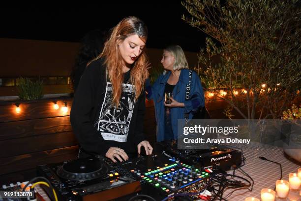 Ioanna Gika and Britton Litow attend the Flaunt Magazine Dinner with Nike and Revolve on February 15, 2018 in Los Angeles, California.