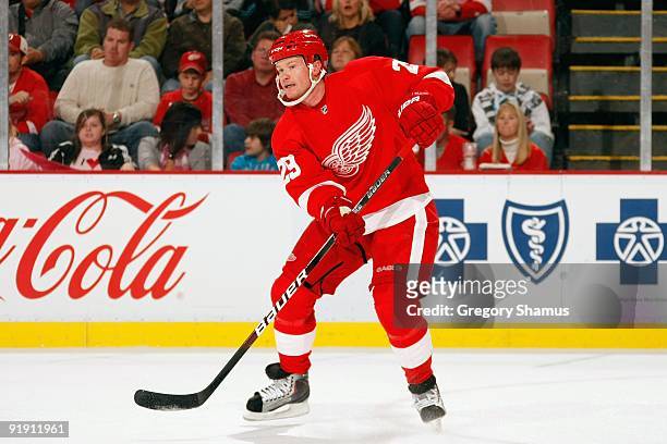 Jason Williams of the Detroit Red Wings skates during the game against the Washington Capitals on October 10, 2009 at Joe Louis Arena in Detroit,...