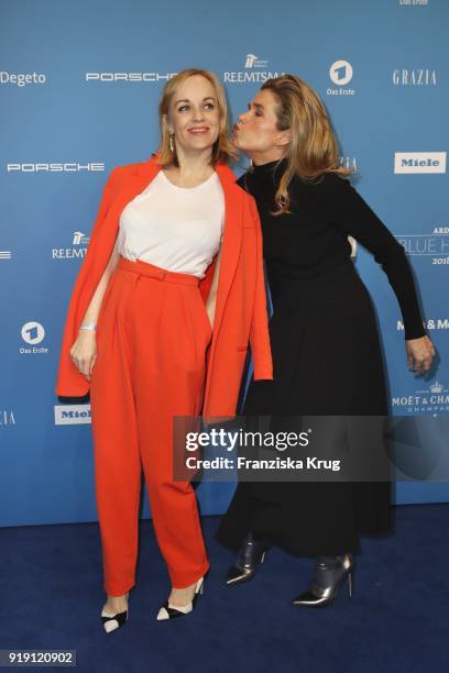 Friederike Kempter and Anke Engelke attends the Porsche at Blue Hour Party hosted by ARD during the 68th Berlinale International Film Festival Berlin...