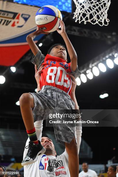 Miles Brown plays during the 2018 NBA All-Star Game Celebrity Game at Los Angeles Convention Center on February 16, 2018 in Los Angeles, California.