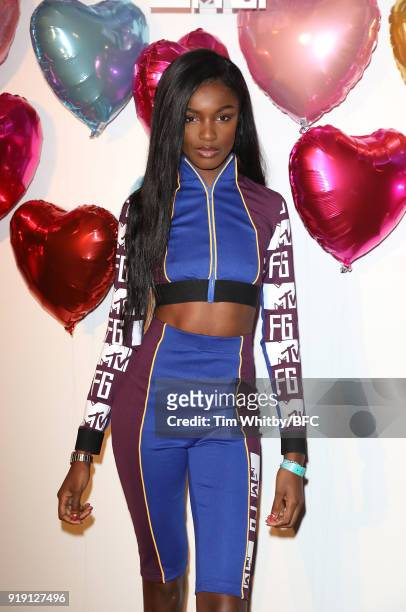 Leomie Anderson attends the Wonderland Magazine x MTV Party during London Fashion Week February 2018 at The Ned Hotel on February 16, 2018 in London,...